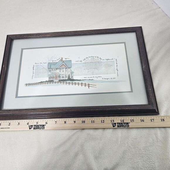 Vintage D.Morgan 1987 'I Hear Your Footsteps Down The Hall' Framed Print Love - Picture 4 of 6